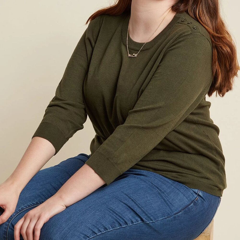 MODCLOTH Charter School Pullover Knit Sweater Olive